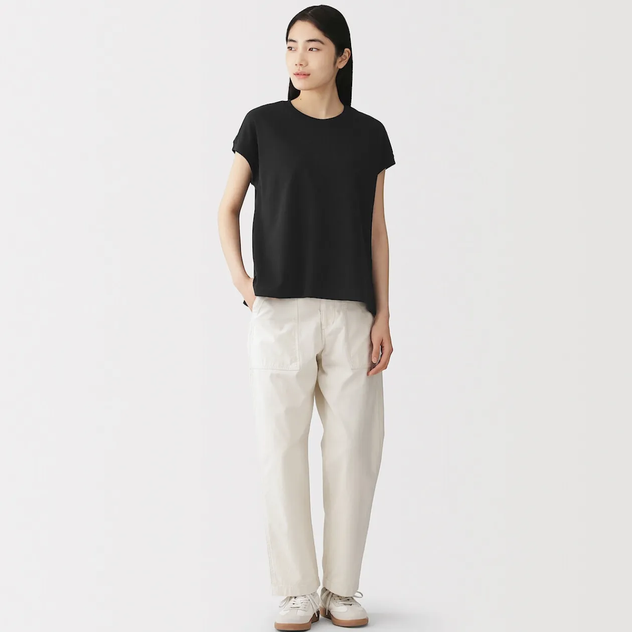 Hauts Et T‐Shirts^Muji T-shirt à mancherons en coton épais pour femme