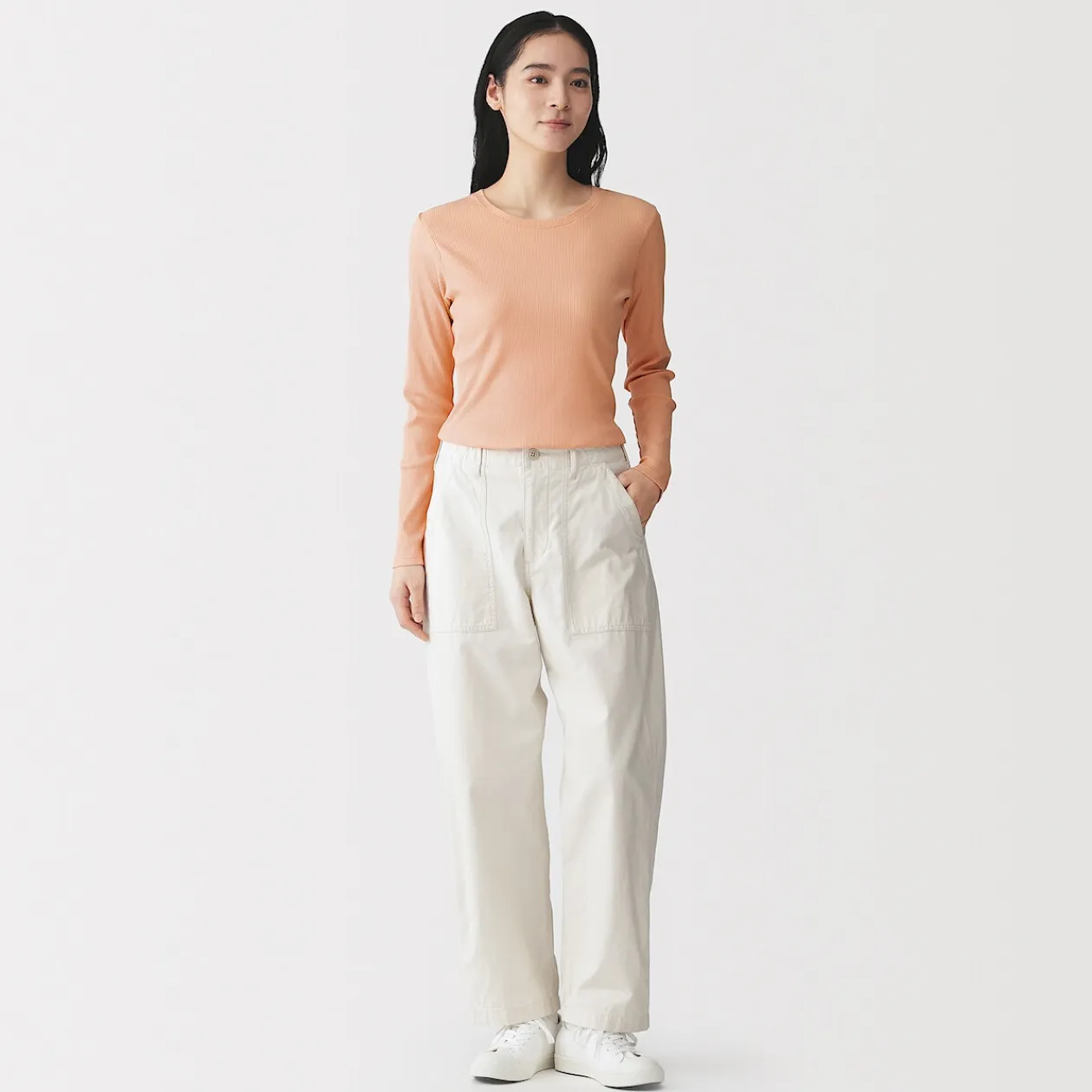 Hauts Et T‐Shirts^Muji T‐shirt à manches longues en mélange de Lyocell côtelé pour femme