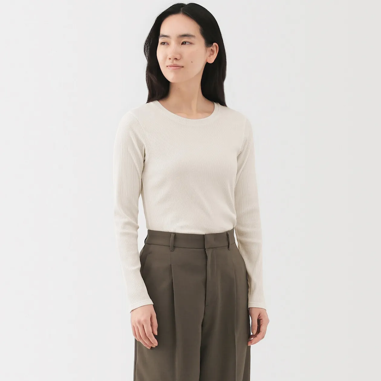 Hauts Et T‐Shirts^Muji T‐shirt à manches longues en mélange de Lyocell côtelé pour femme