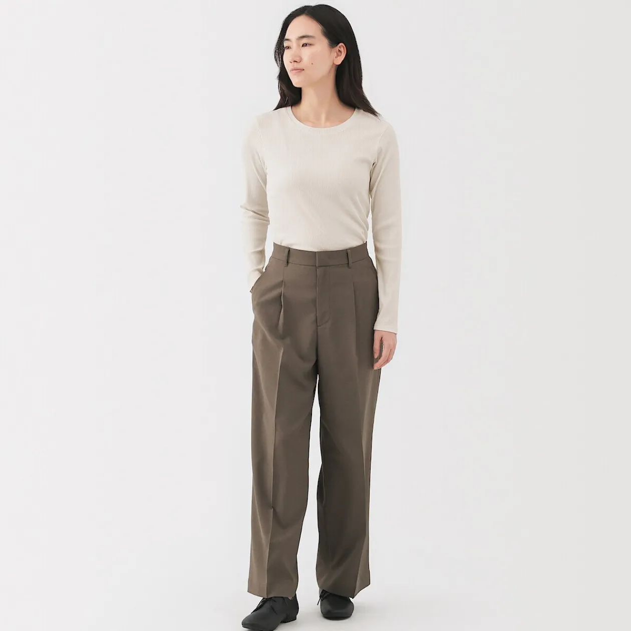 Hauts Et T‐Shirts^Muji T‐shirt à manches longues en mélange de Lyocell côtelé pour femme