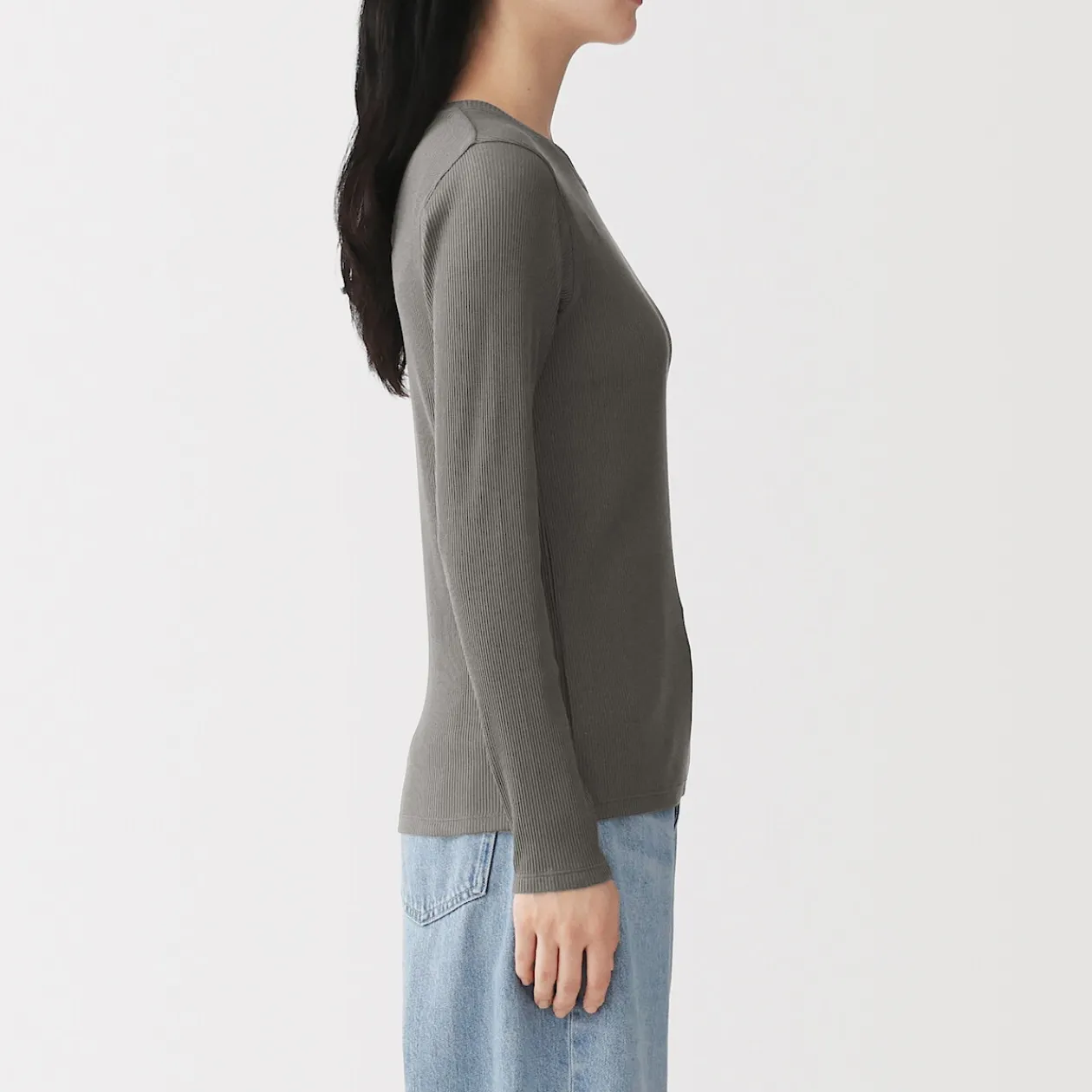 Hauts Et T‐Shirts^Muji T‐shirt à manches longues en mélange de Lyocell côtelé pour femme