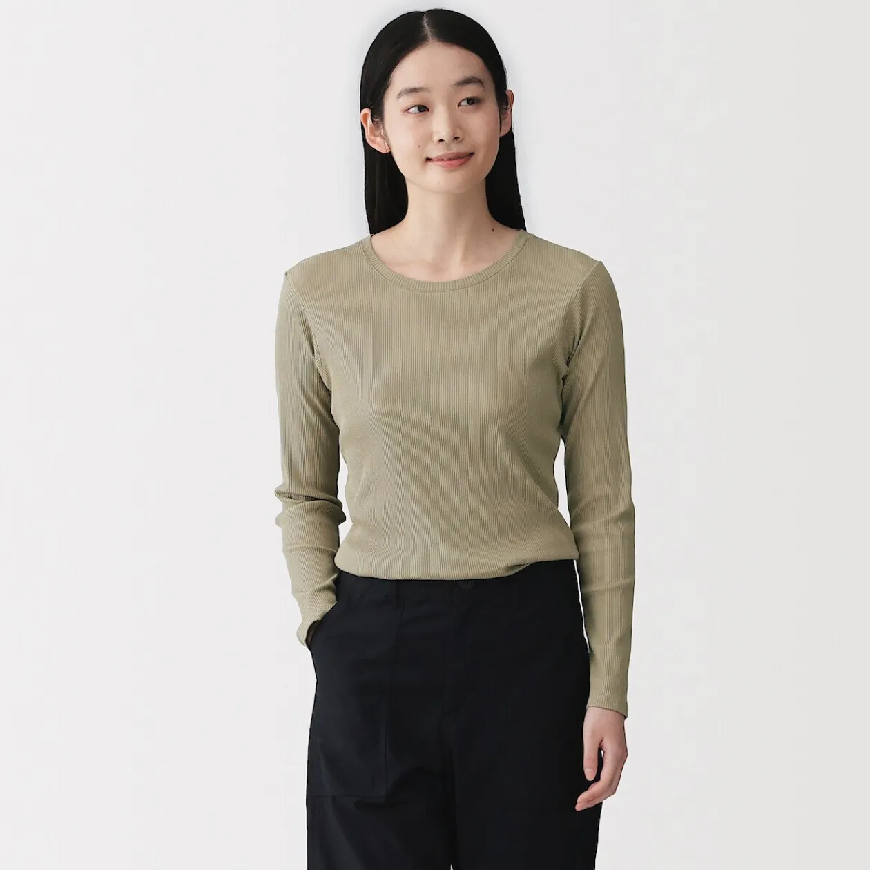 Hauts Et T‐Shirts^Muji T‐shirt à manches longues en mélange de Lyocell côtelé pour femme