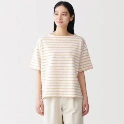 Hauts Et T‐Shirts^Muji T-shirt à manches mi-longues et col bateau en coton épais pour femme