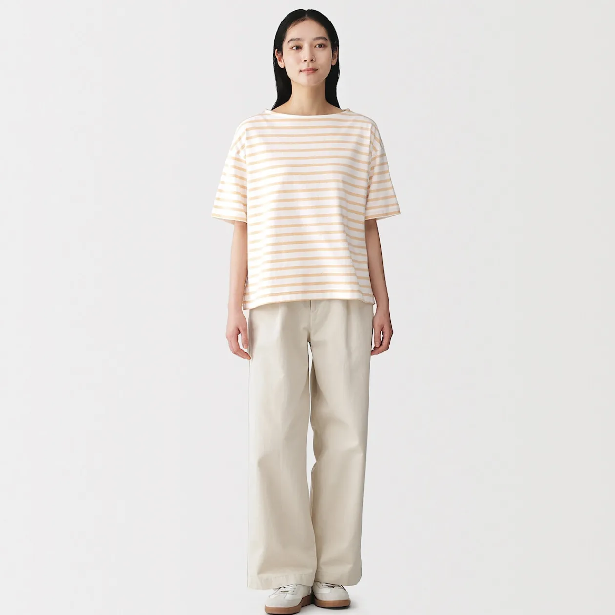 Hauts Et T‐Shirts^Muji T-shirt à manches mi-longues et col bateau en coton épais pour femme