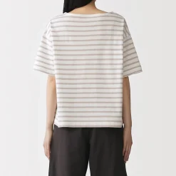 Hauts Et T‐Shirts^Muji T-shirt à manches mi-longues et col bateau en coton épais pour femme