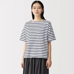 Hauts Et T‐Shirts^Muji T-shirt à manches mi-longues et col bateau en coton épais pour femme