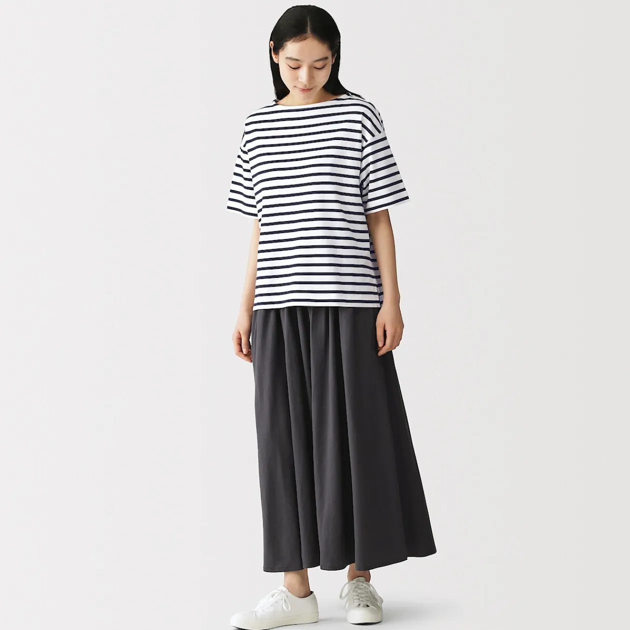 Hauts Et T‐Shirts^Muji T-shirt à manches mi-longues et col bateau en coton épais pour femme