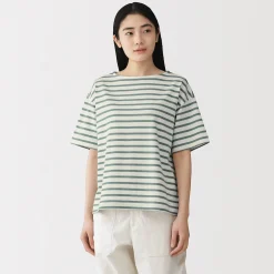 Hauts Et T‐Shirts^Muji T-shirt à manches mi-longues et col bateau en coton épais pour femme