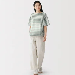 Hauts Et T‐Shirts^Muji T-shirt à manches mi-longues et col bateau en coton épais pour femme