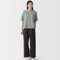 Hauts Et T‐Shirts^Muji T-shirt à manches mi-longues et col bateau en coton épais pour femme