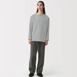 Hauts Et T‐Shirts^Muji T-shirt délavé à manches longues et à col bateau en coton épais pour homme