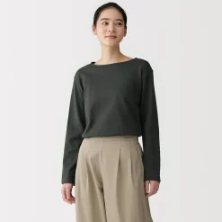 Hauts Et T‐Shirts^Muji T‐shirt en coton épais manches longues col bateau pour femme