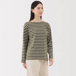 Hauts Et T‐Shirts^Muji T‐shirt en coton épais manches longues col bateau pour femme