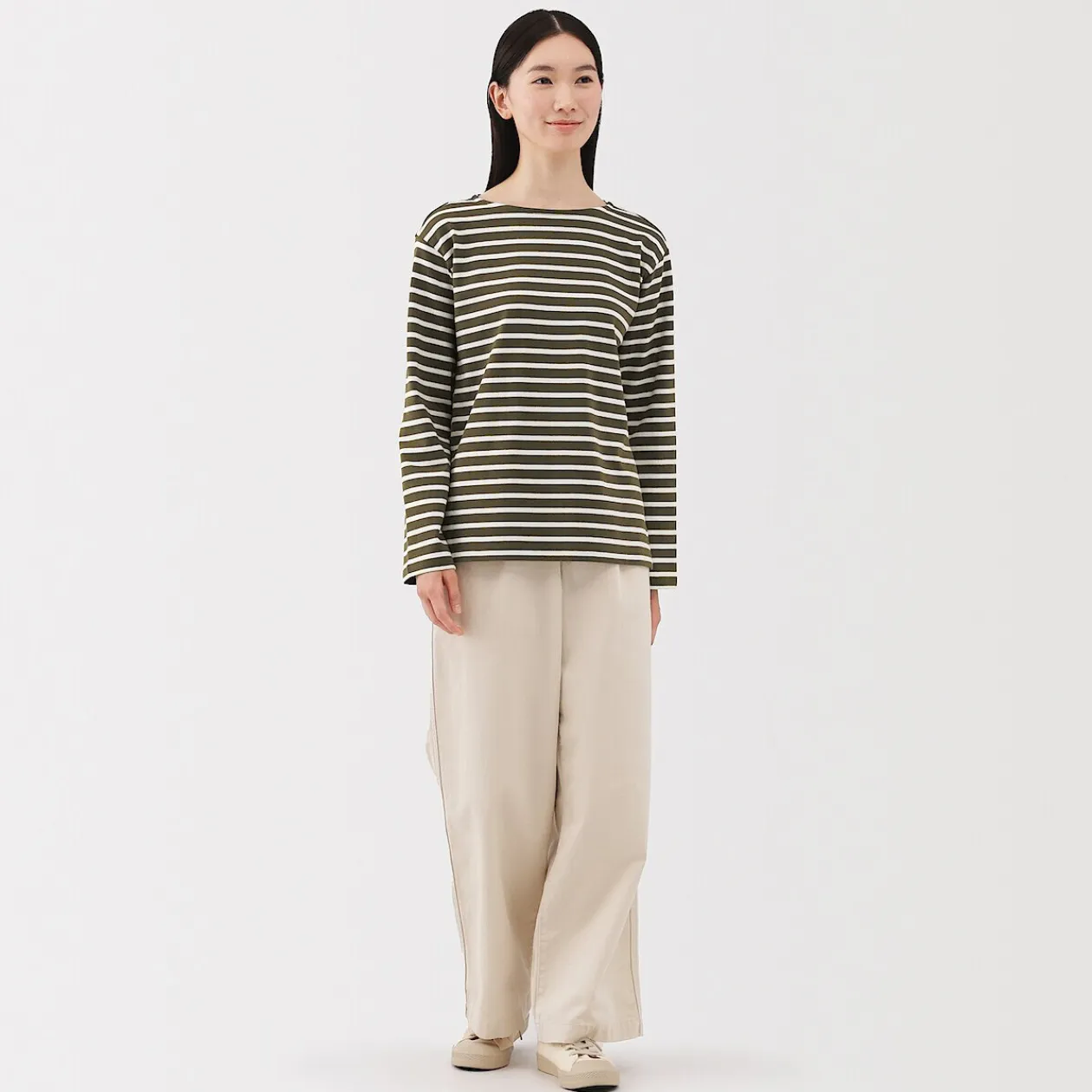 Hauts Et T‐Shirts^Muji T‐shirt en coton épais manches longues col bateau pour femme