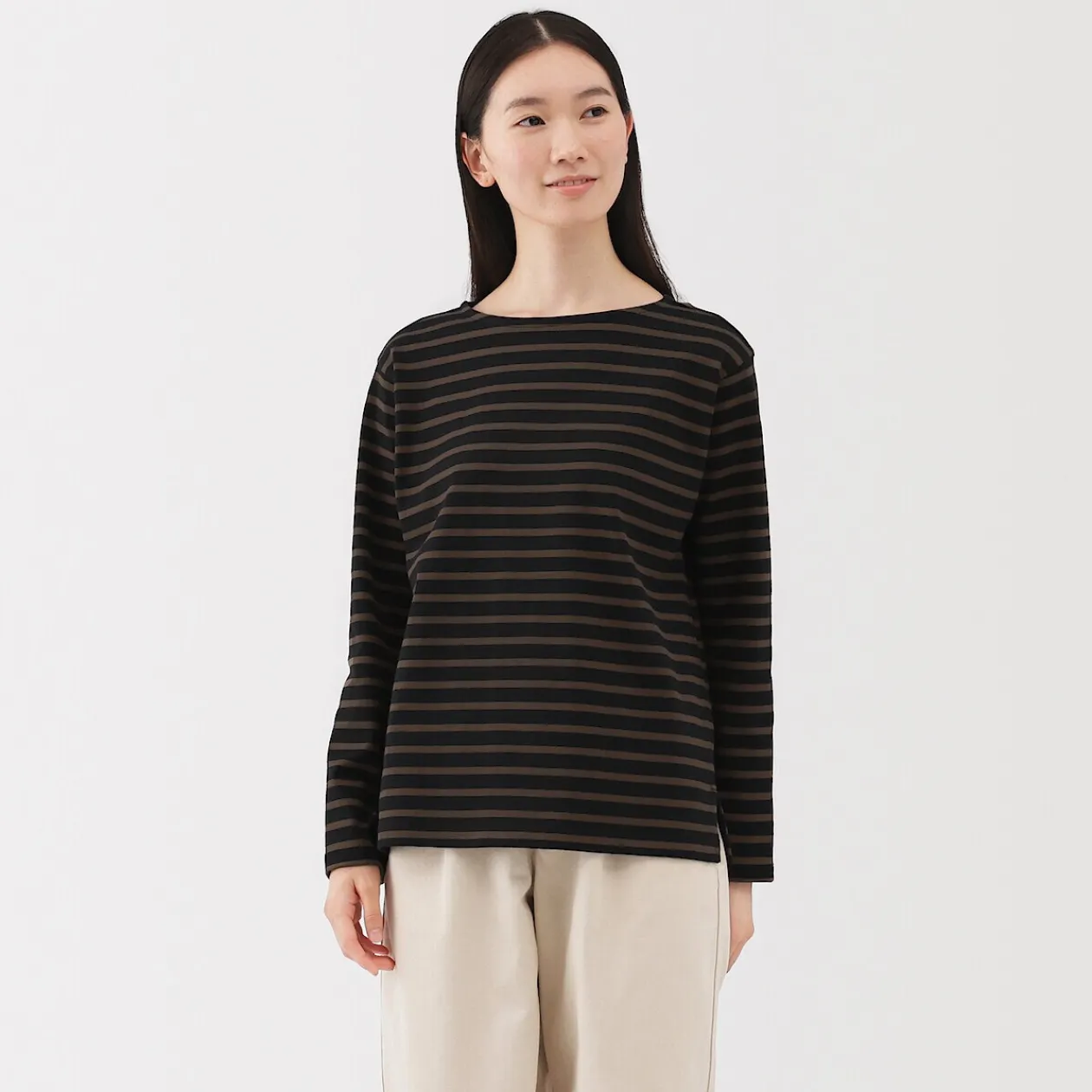 Hauts Et T‐Shirts^Muji T‐shirt en coton épais manches longues col bateau pour femme