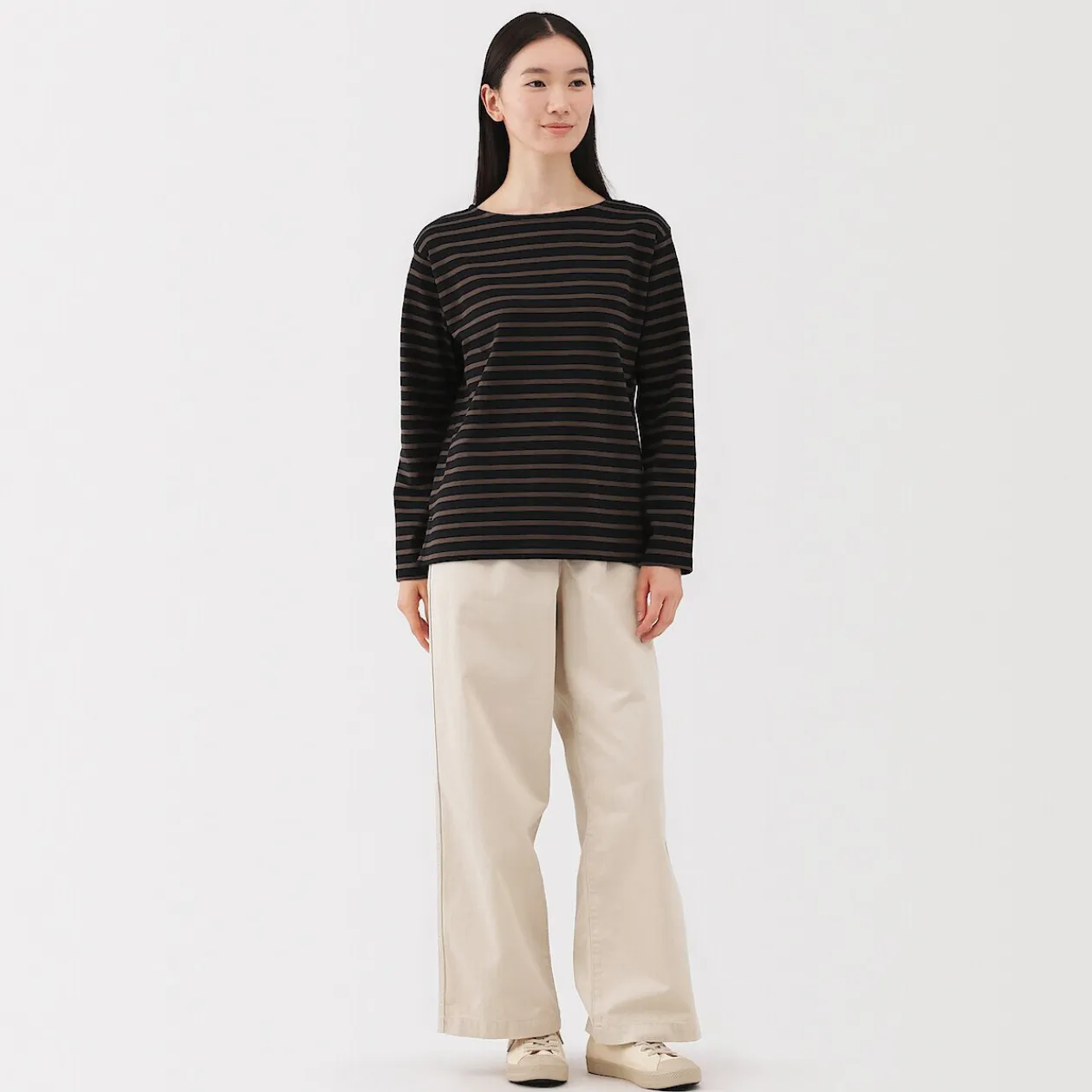 Hauts Et T‐Shirts^Muji T‐shirt en coton épais manches longues col bateau pour femme