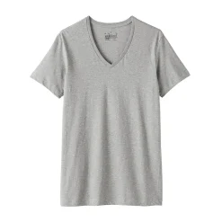 Hauts Et T‐Shirts|Sous‐Vêtements^Muji T-shirt en coton recyclé sans coutures latérales à col en V - lot de 2, pour homme Gris Chiné