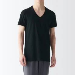 Sous‐Vêtements^Muji T-shirt en coton sans coutures latérales à col en V - lot de 2, pour homme