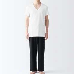Sous‐Vêtements^Muji T-shirt en coton sans coutures latérales à col en V - lot de 2, pour homme