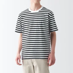 Hauts Et T‐Shirts^Muji T‐shirt en jersey de coton épais manches courtes homme Rayures Noir