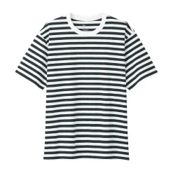 Hauts Et T‐Shirts^Muji T‐shirt en jersey de coton épais manches courtes homme Rayures Noir