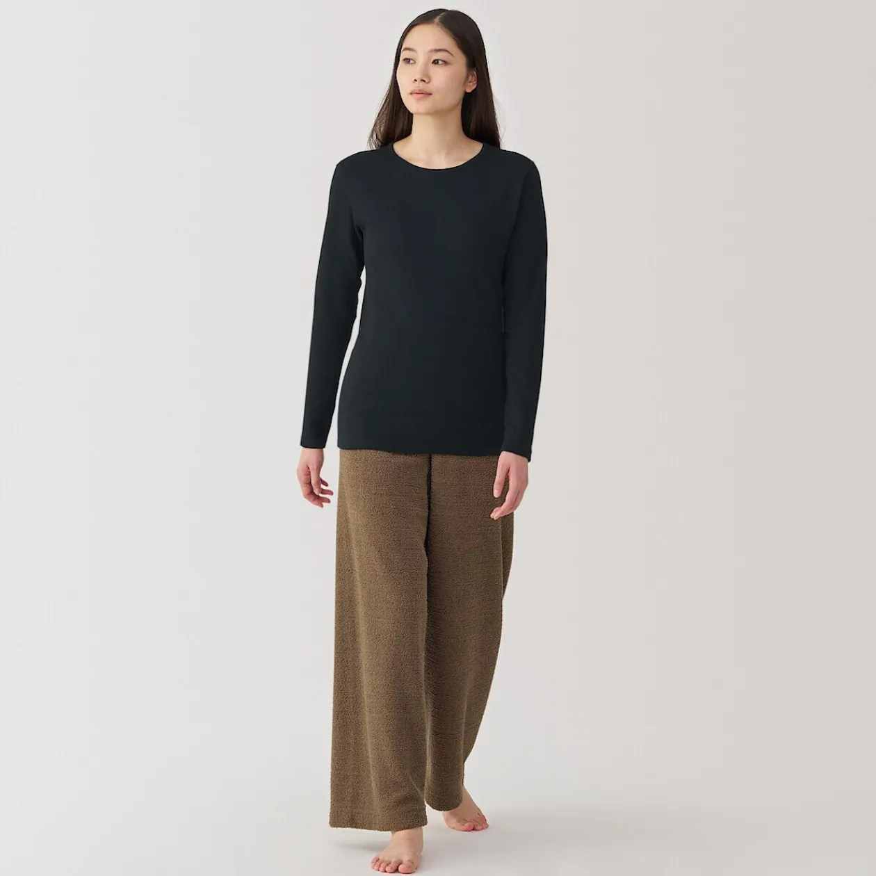 Hauts Et T‐Shirts|Sous‐Vêtements^Muji T‐shirt manches longues col rond en coton et laine chauds pour femme