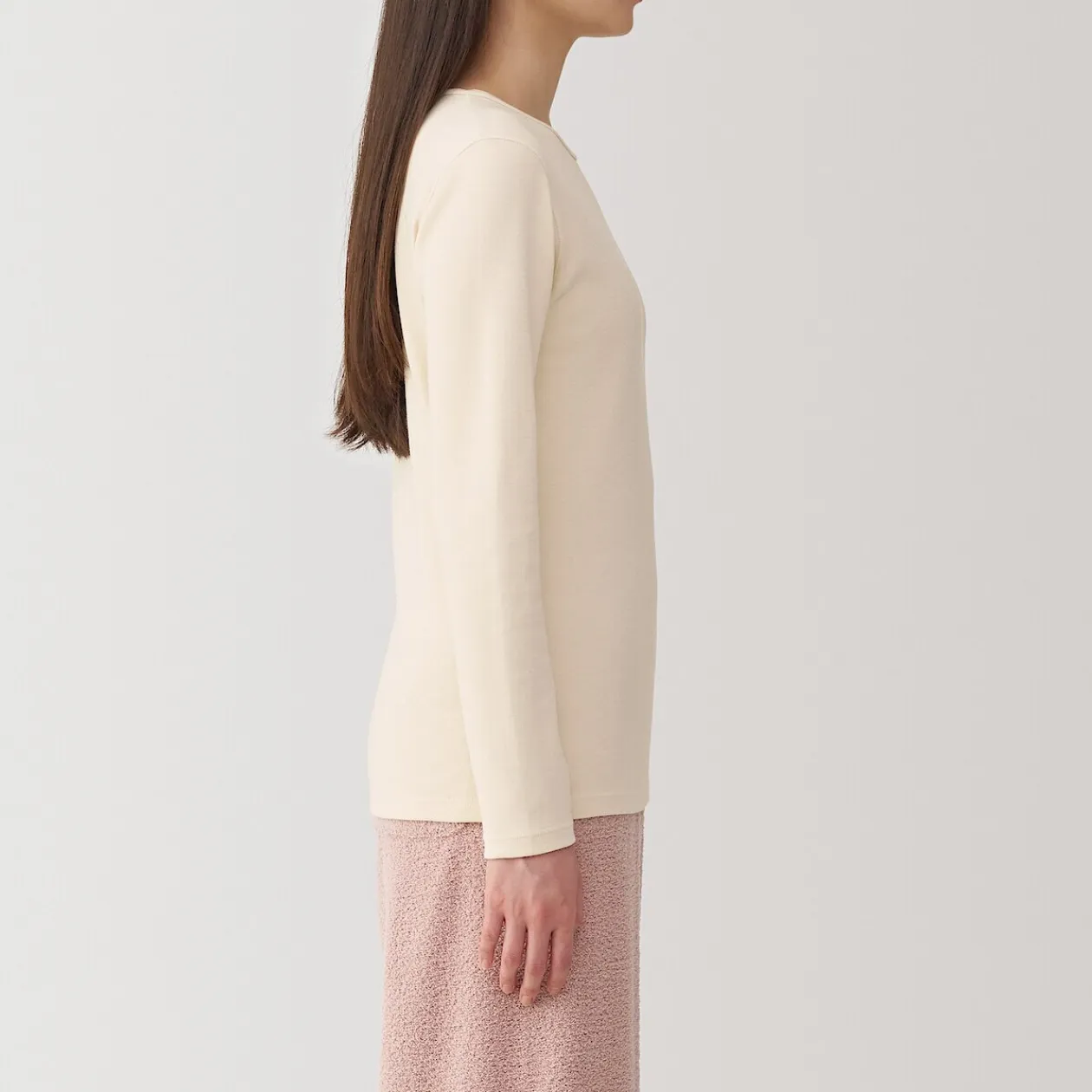 Hauts Et T‐Shirts|Sous‐Vêtements^Muji T‐shirt manches longues col rond en coton et laine chauds pour femme