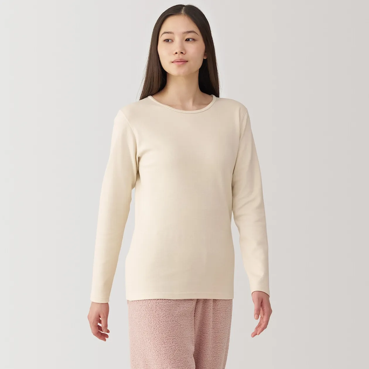 Hauts Et T‐Shirts|Sous‐Vêtements^Muji T‐shirt manches longues col rond en coton et laine chauds pour femme