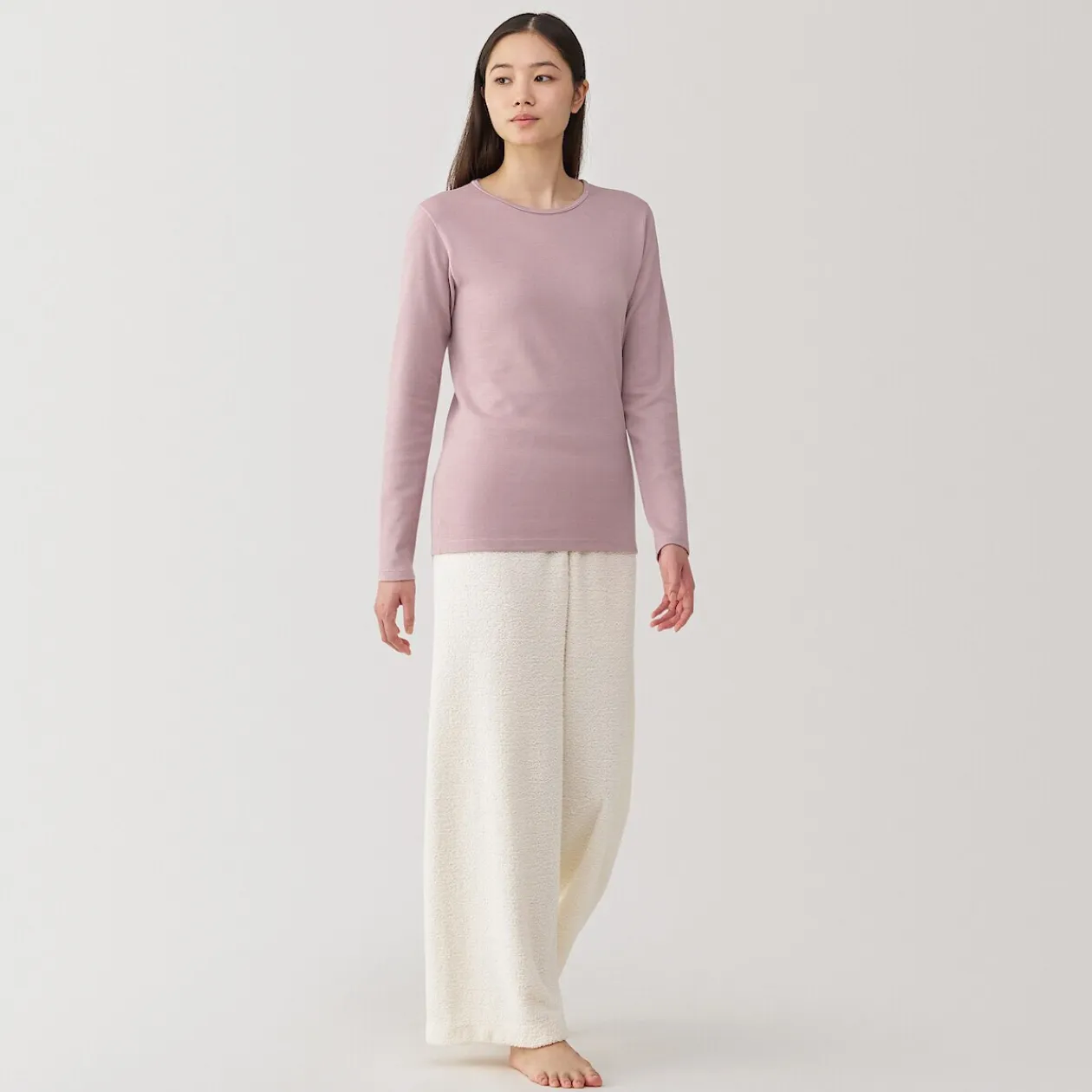 Hauts Et T‐Shirts|Sous‐Vêtements^Muji T‐shirt manches longues col rond en coton et laine chauds pour femme