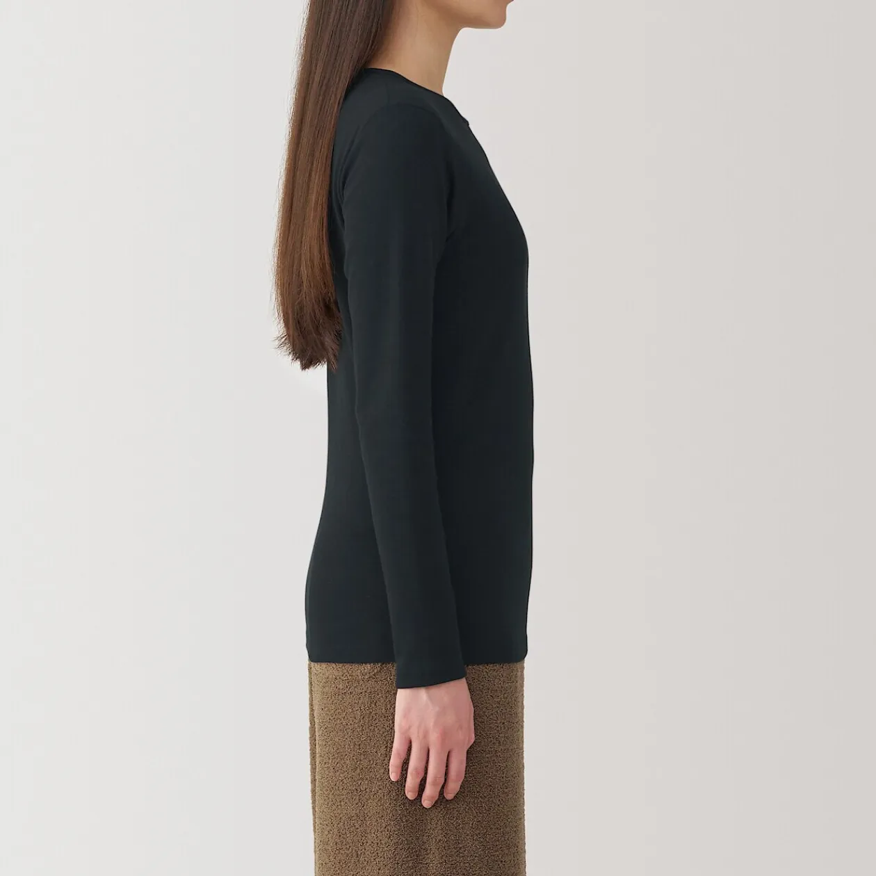 Hauts Et T‐Shirts|Sous‐Vêtements^Muji T‐shirt manches longues col rond en coton et laine chauds pour femme