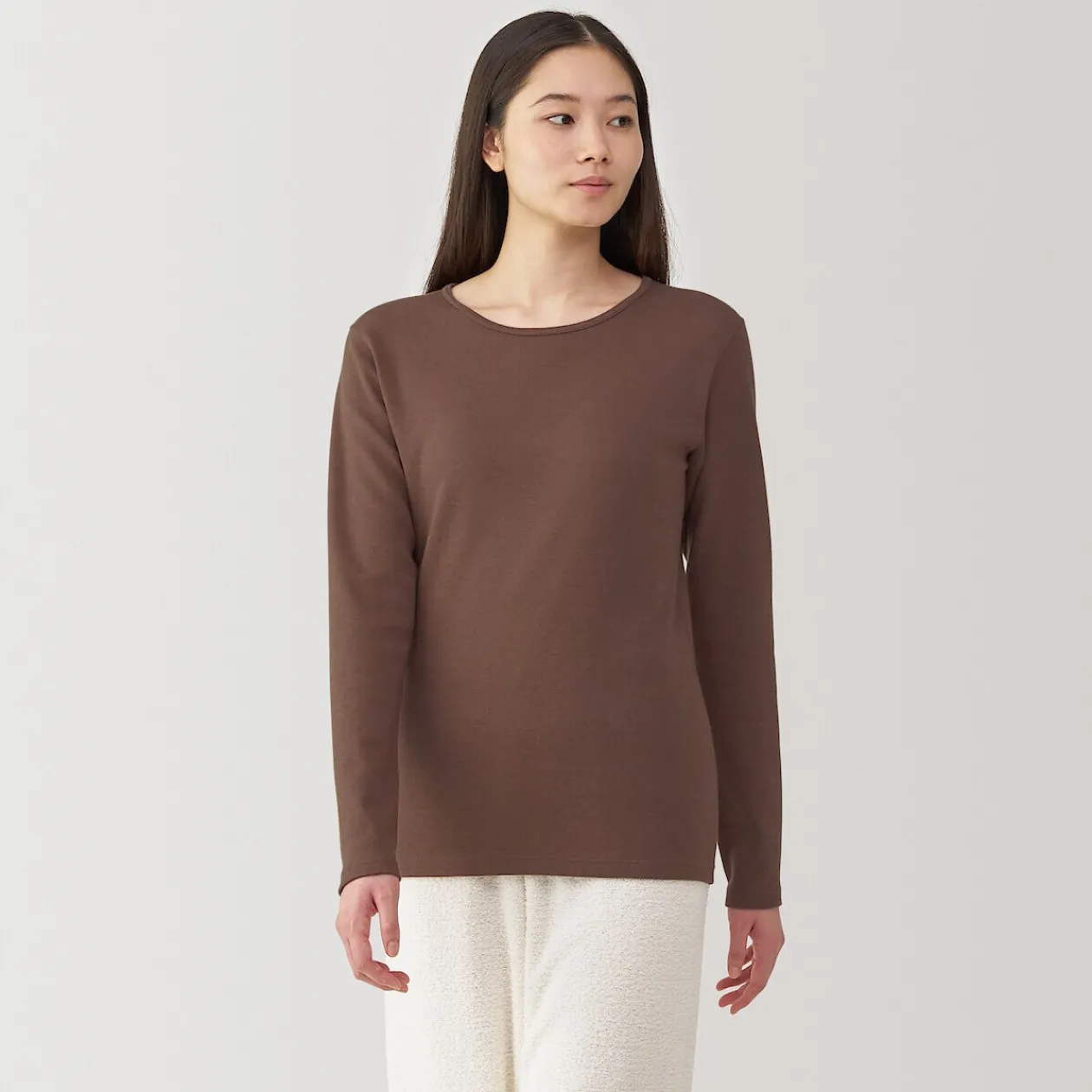 Hauts Et T‐Shirts|Sous‐Vêtements^Muji T‐shirt manches longues col rond en coton et laine chauds pour femme