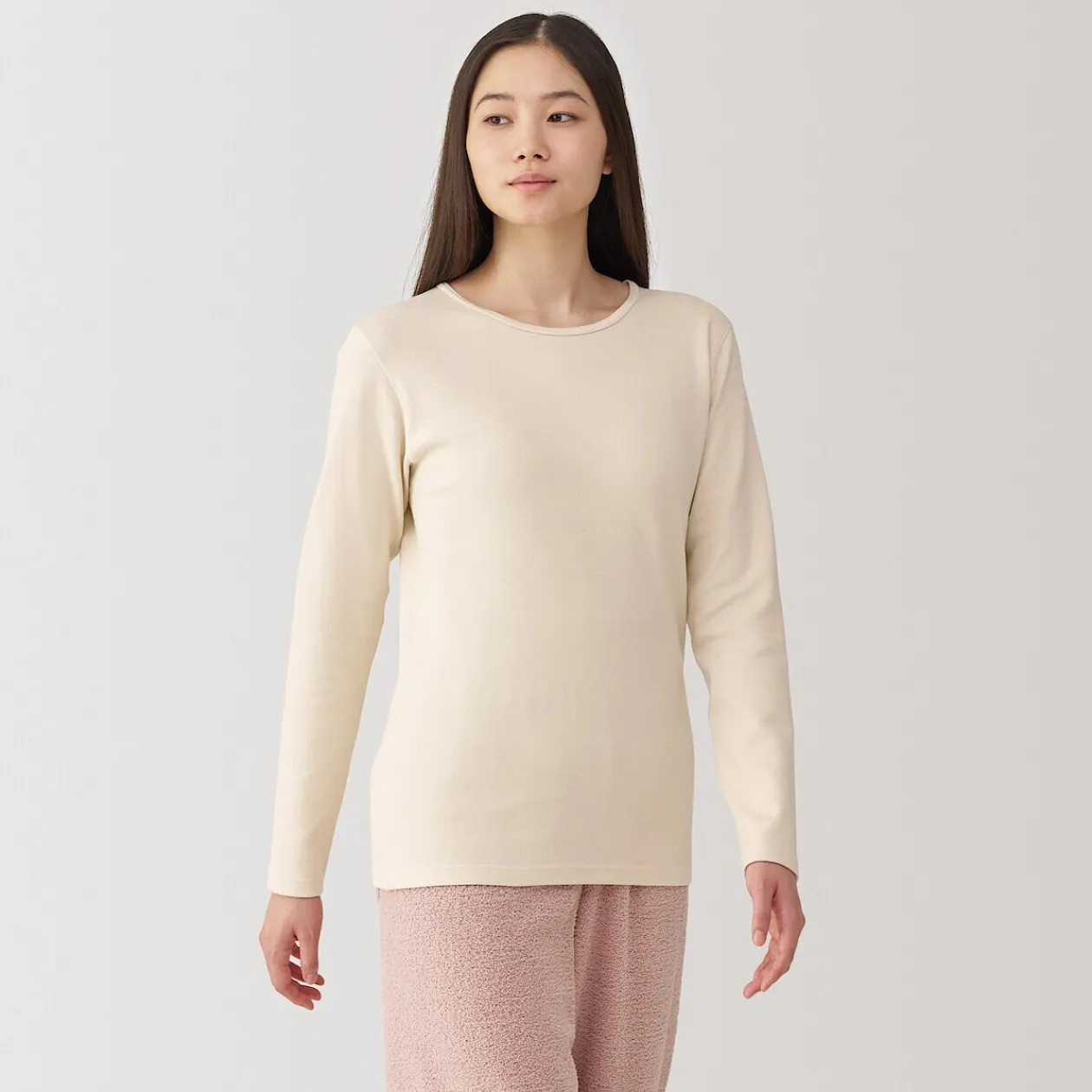 Hauts Et T‐Shirts|Sous‐Vêtements^Muji T‐shirt manches longues col rond en coton et laine chauds pour femme