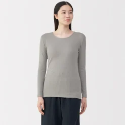 Hauts Et T‐Shirts|Sous‐Vêtements^Muji T‐shirt manches longues col rond en coton chaud pour femme