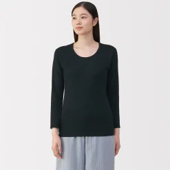 Hauts Et T‐Shirts|Sous‐Vêtements^Muji T‐shirt manches longues col U en coton épais et chaud pour femme
