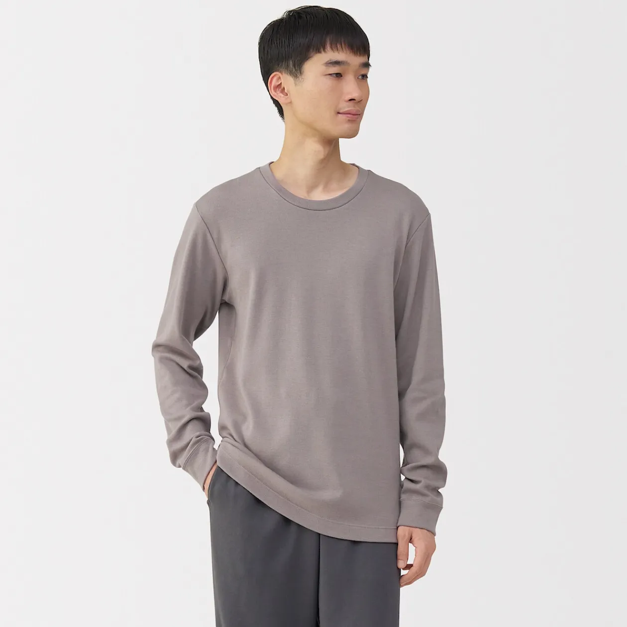 Hauts Et T‐Shirts|Sous‐Vêtements^Muji T‐shirt manches longues col rond en coton et laine chauds pour homme