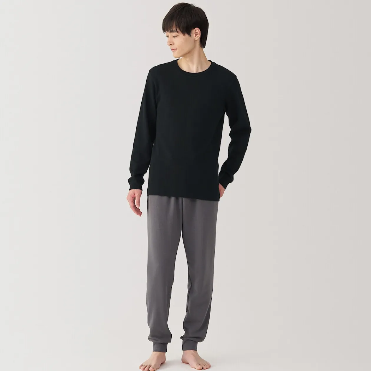 Hauts Et T‐Shirts|Sous‐Vêtements^Muji T‐shirt manches longues col rond en coton et laine chauds pour homme
