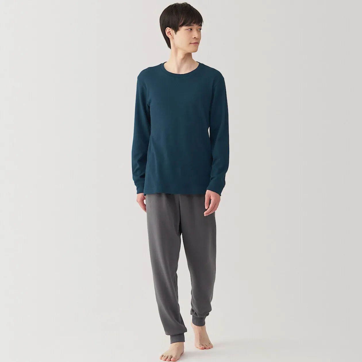 Hauts Et T‐Shirts|Sous‐Vêtements^Muji T‐shirt manches longues col rond en coton et laine chauds pour homme