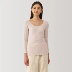 Hauts Et T‐Shirts|Sous‐Vêtements^Muji T‐shirt manches longues col U en coton chaud pour femme