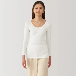 Hauts Et T‐Shirts|Sous‐Vêtements^Muji T‐shirt manches longues col U en coton chaud pour femme