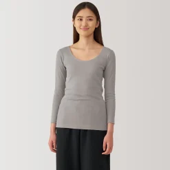 Hauts Et T‐Shirts|Sous‐Vêtements^Muji T‐shirt manches longues col U en coton chaud pour femme