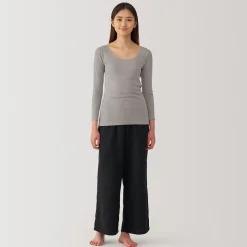 Hauts Et T‐Shirts|Sous‐Vêtements^Muji T‐shirt manches longues col U en coton chaud pour femme