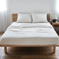 Lits^Muji Tête de lit plateforme double en chêne