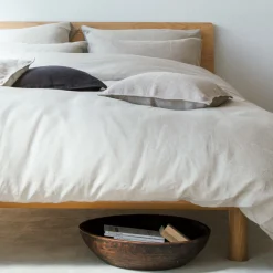 Lits^Muji Tête de lit plateforme double en chêne