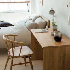 Lits^Muji Tête de lit plateforme double en chêne