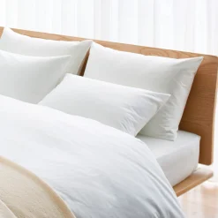 Lits^Muji Tête de lit plateforme double en chêne