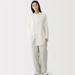 Robes Et Tuniques|Chemises^Muji Tunique à col montant en popeline de coton biologique pour femme