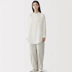 Robes Et Tuniques|Chemises^Muji Tunique à col montant en popeline de coton biologique pour femme