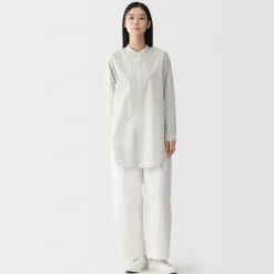 Robes Et Tuniques|Chemises^Muji Tunique à col montant en popeline de coton biologique pour femme