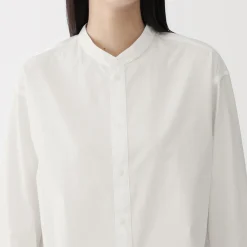 Robes Et Tuniques|Chemises^Muji Tunique à col montant en popeline de coton biologique pour femme