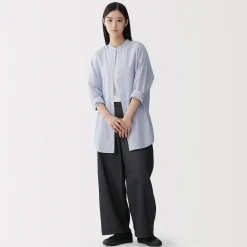 Robes Et Tuniques|Chemises^Muji Tunique à col montant en popeline de coton biologique pour femme